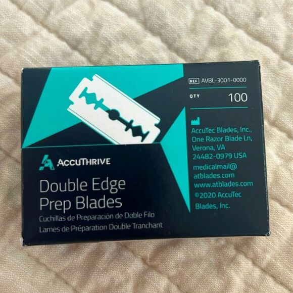 AccuThrive Double Edge Blades, Individually Wrapped, Box of 100 - Picture 1 of 2